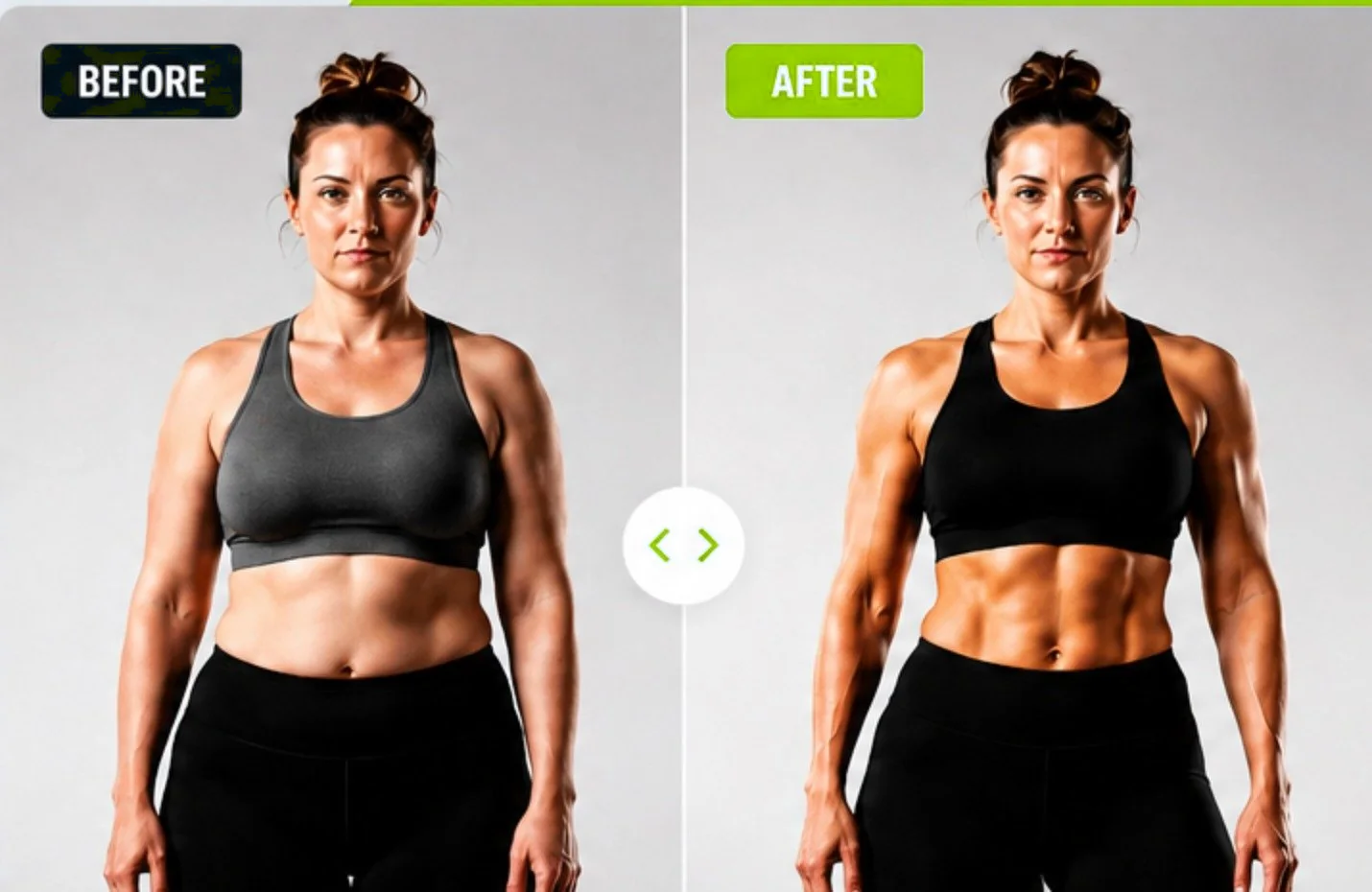 Member before and after the GLP-1 Fat Loss & Muscle Gain Program